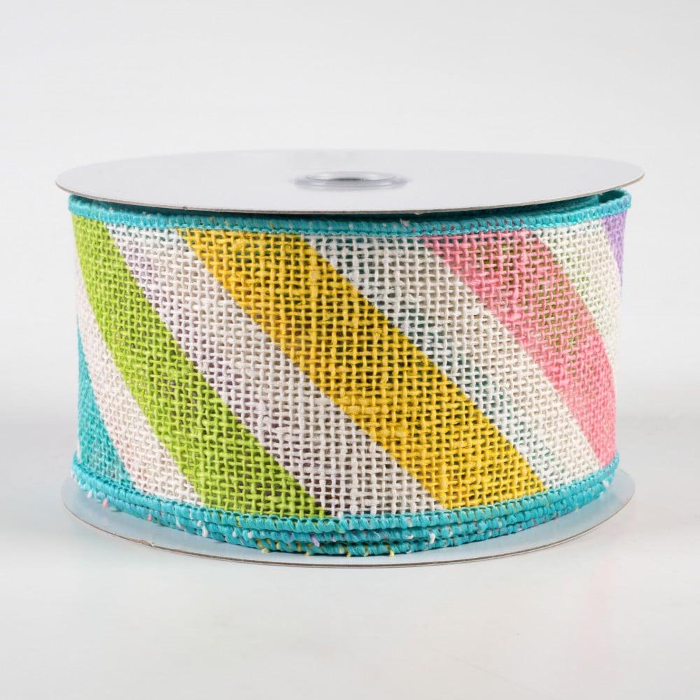 Burlap Products | 2.5" Large Diagonal Stripe Ribbon: Pastels (10 Yards) Burlap Products Burlap Products