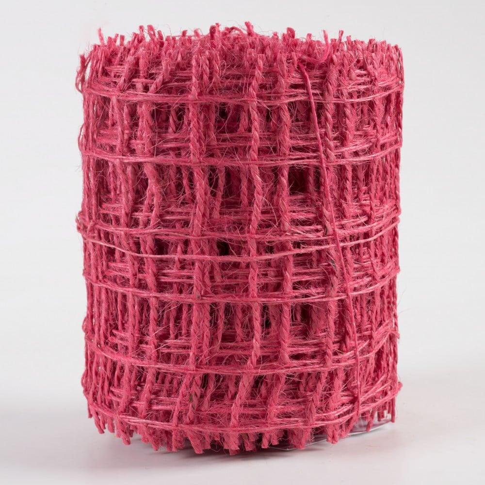 Burlap Products | 4" Jute Check Weave Ribbon: Hot Pink (10 Yards) Burlap Products Burlap Products