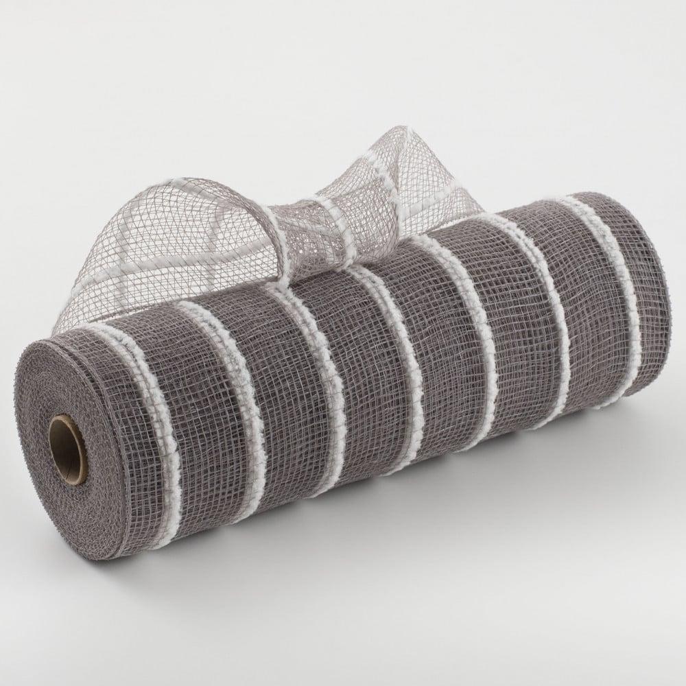 Deco Mesh | 10" Fuzzy Stripe Mesh: Pewter Deco Mesh Deco Mesh