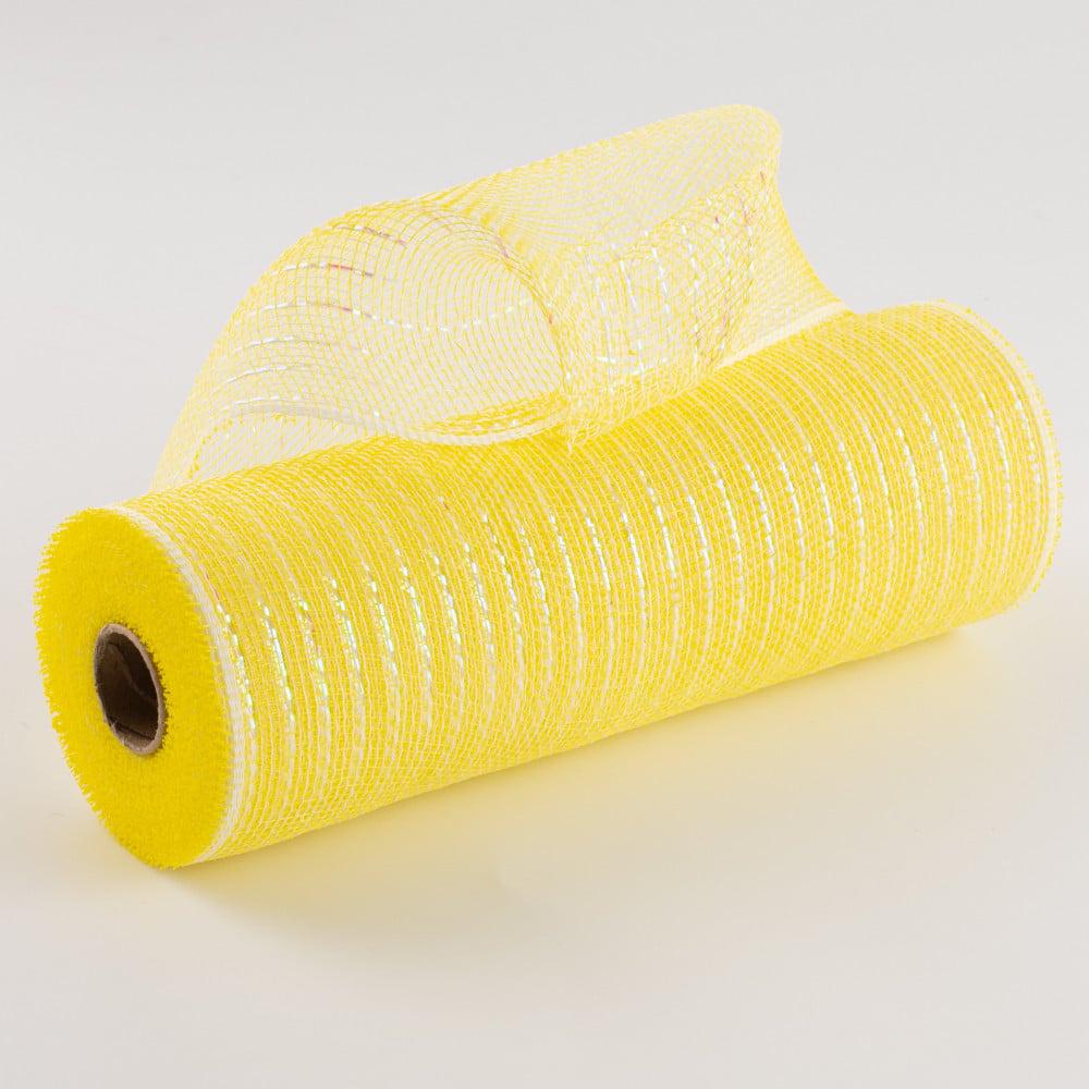 Deco Mesh | 10" Iridescent Foil Mesh: Pastel Yellow & White Deco Mesh Deco Mesh