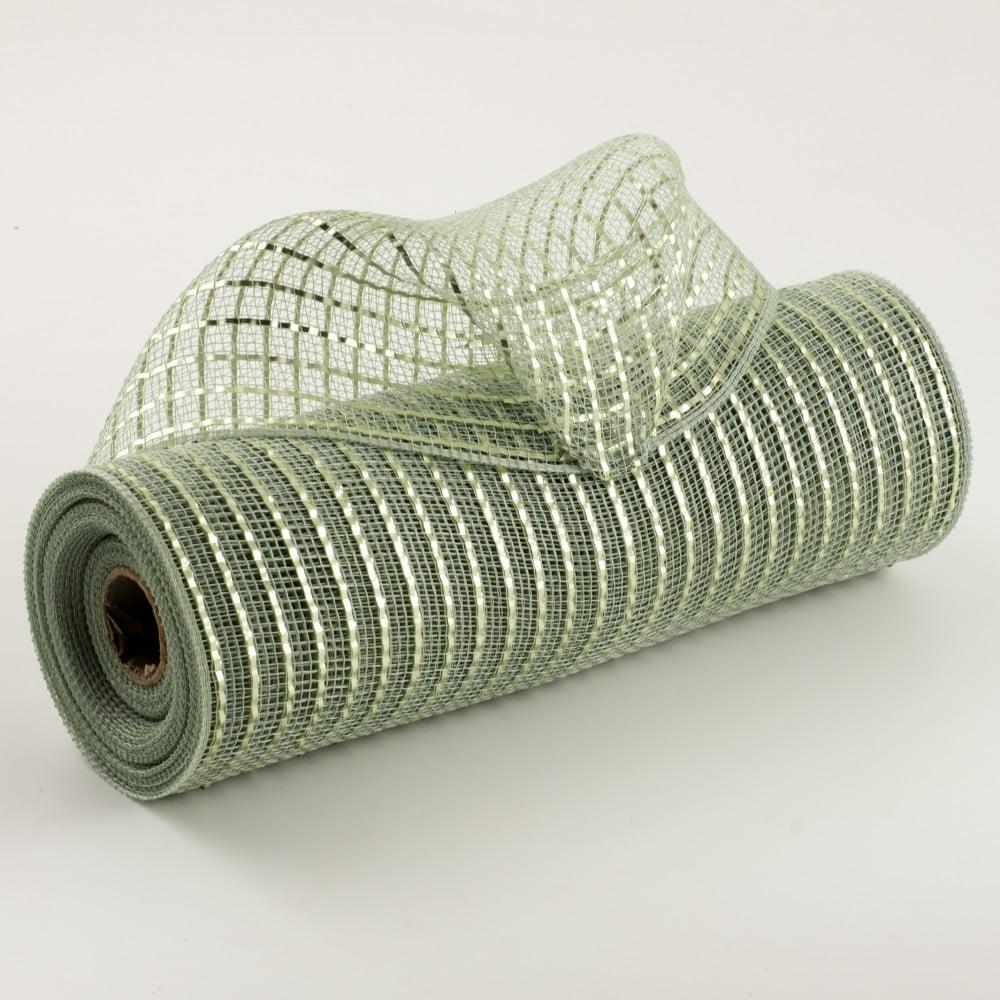 Deco Mesh | 10" Poly Deco Mesh: Matte Sage Green Wide Foil Deco Mesh Deco Mesh