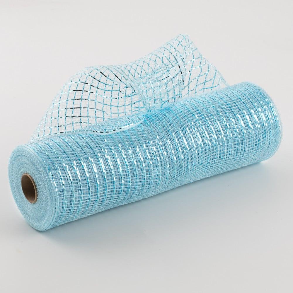 Deco Mesh | 10" Poly Mesh Roll: Metallic Light Blue Deco Mesh Deco Mesh