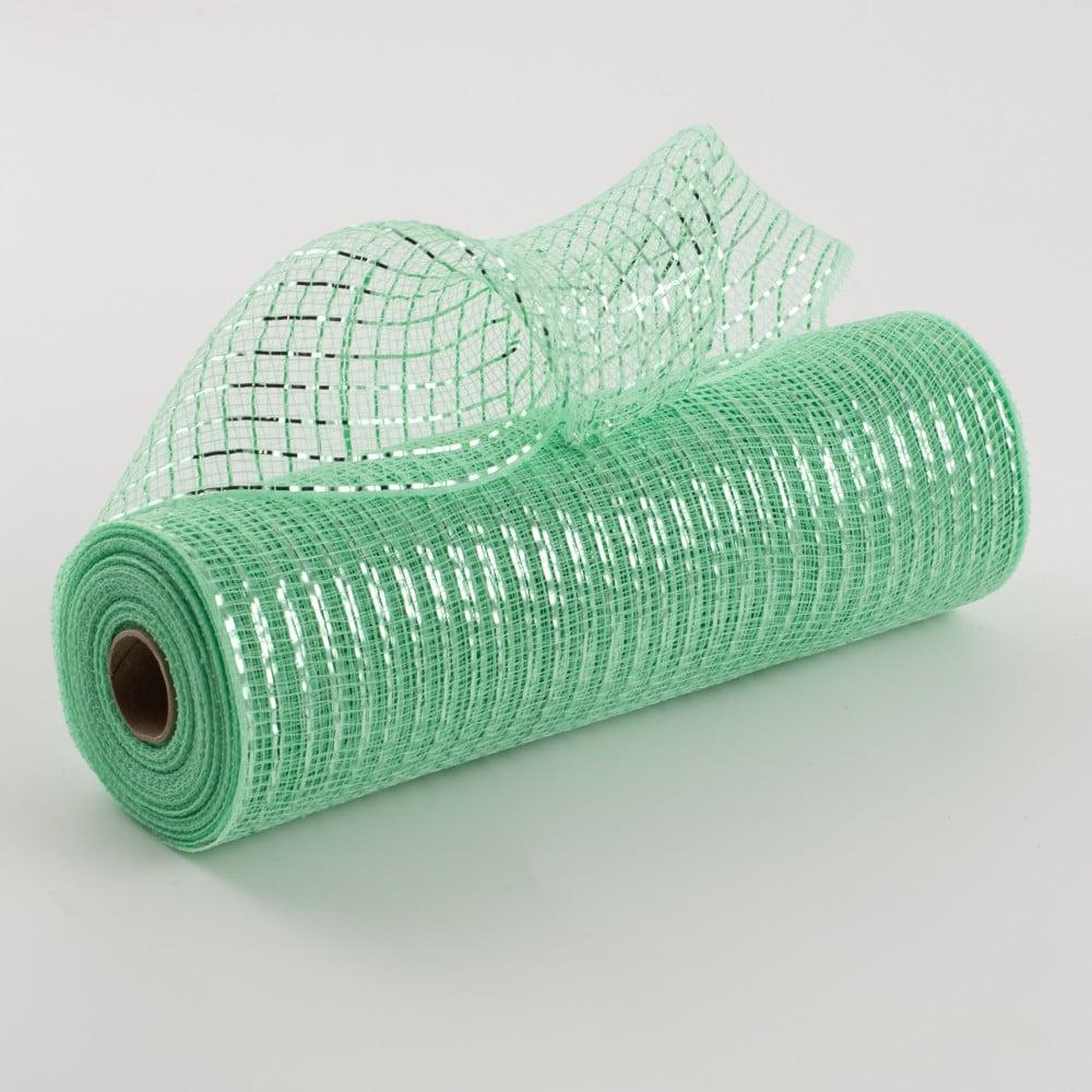 Deco Mesh | 10" Poly Mesh Roll: Metallic Mint Deco Mesh Deco Mesh