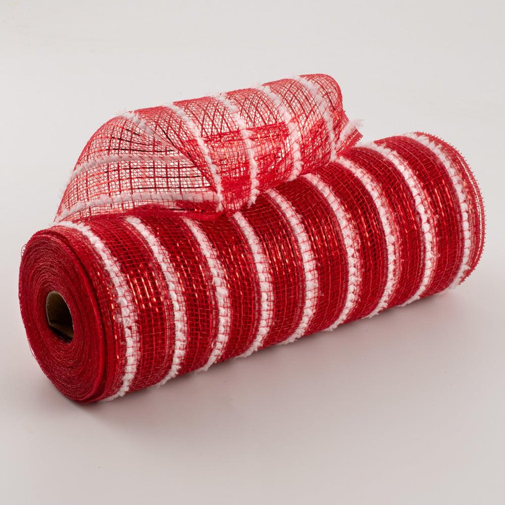 Deco Mesh | 10" Snowdrift Deco Mesh: Red Foil & White Deco Mesh Deco Mesh