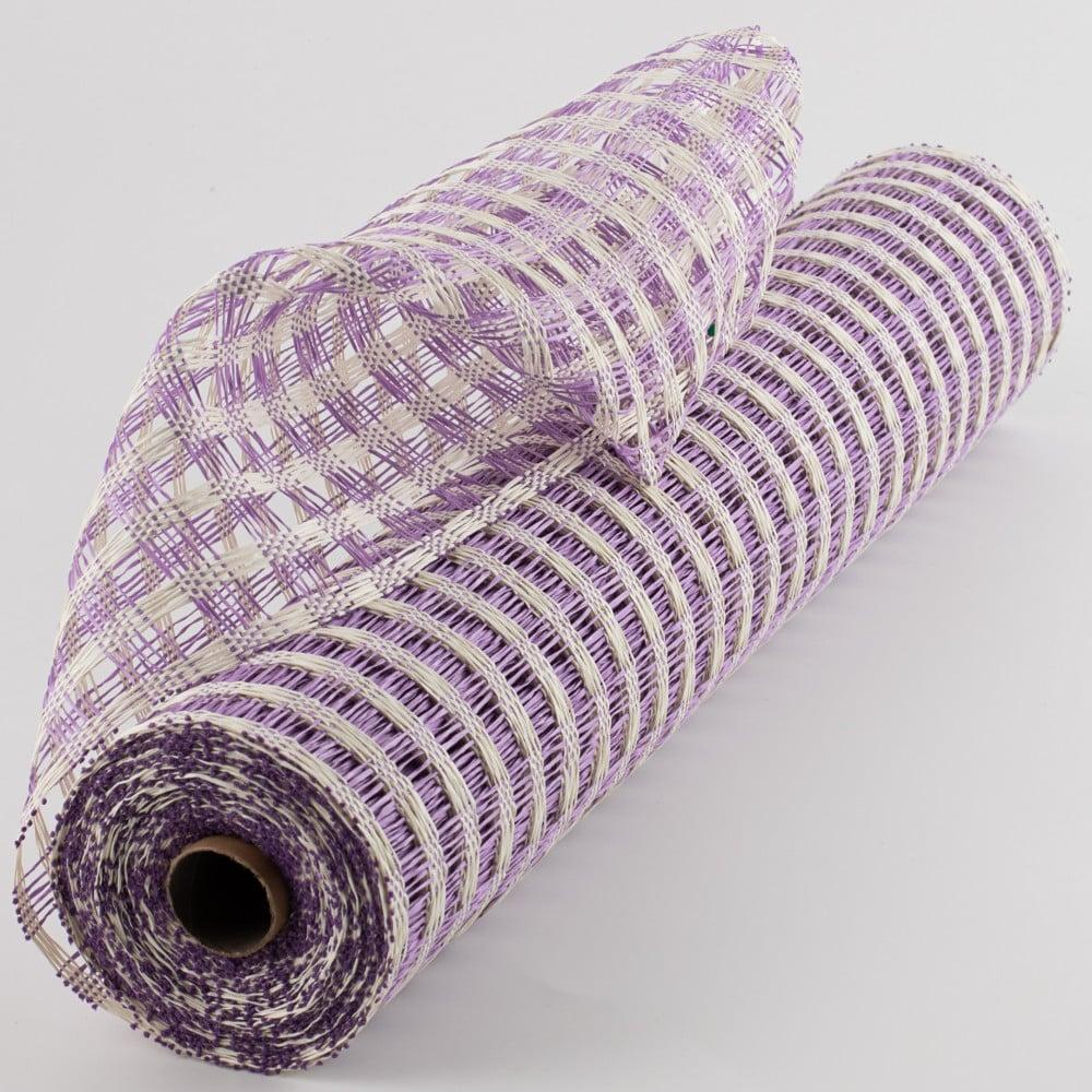 Deco Mesh | 21" Poly Burlap Check Mesh: Lavender & Cream Deco Mesh Deco Mesh