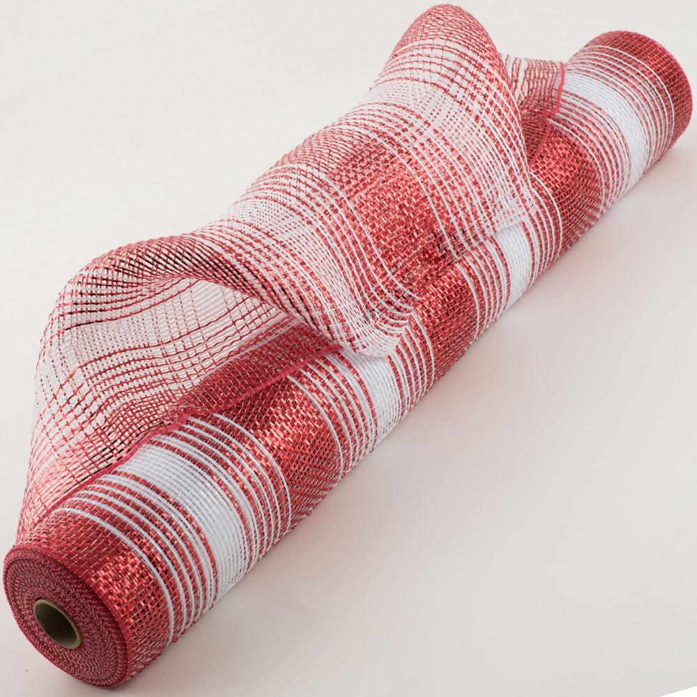 Deco Mesh | 21" Poly Deco Mesh: Metallic Red/White Ombré Deco Mesh Deco Mesh