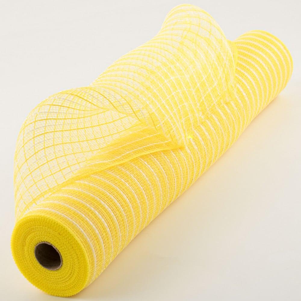 Deco Mesh | 21" Poly Jute Deco Mesh: Yellow & Ivory Thin Stripe (10 Yards) Burlap & Jute Deco Mesh Deco Mesh