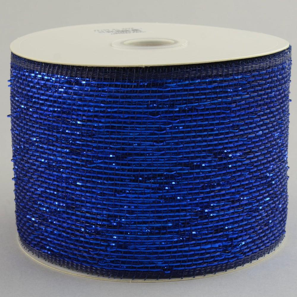 Deco Mesh | 4" Poly Deco Mesh Ribbon: Metallic Navy/Royal Deco Mesh Deco Mesh