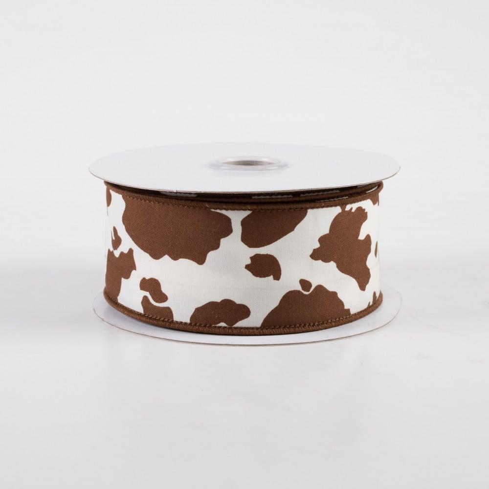 Ribbon | 1.5" Cowhide Print Ribbon: Brown & Ivory (10 Yards) Fabric Ribbon Ribbon