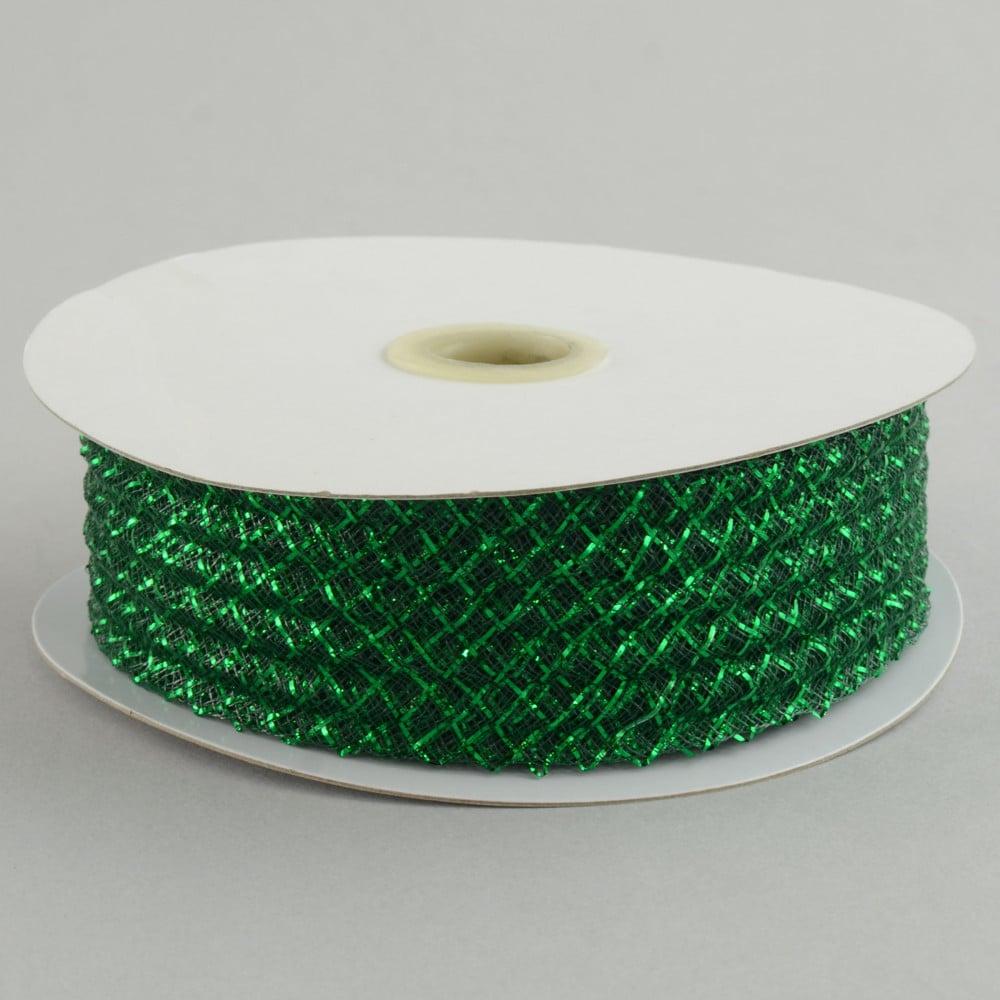 Ribbon | 1.5" Deco Flex Mesh Ribbon: Metallic Emerald Green (30 Yards) Deco Mesh Ribbon Ribbon