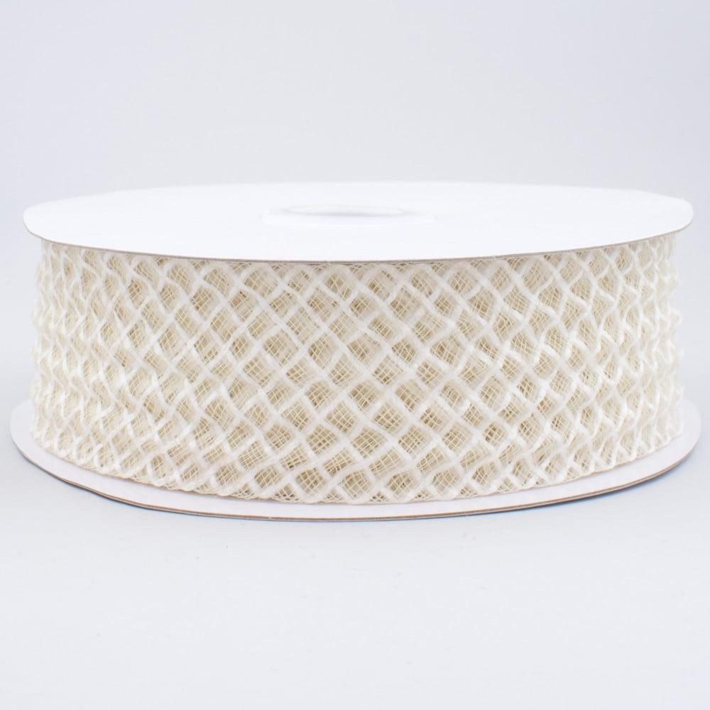 Ribbon | 1.5" Jute Deco Flex Ribbon: Cream (20 Yards) Deco Mesh Ribbon Ribbon