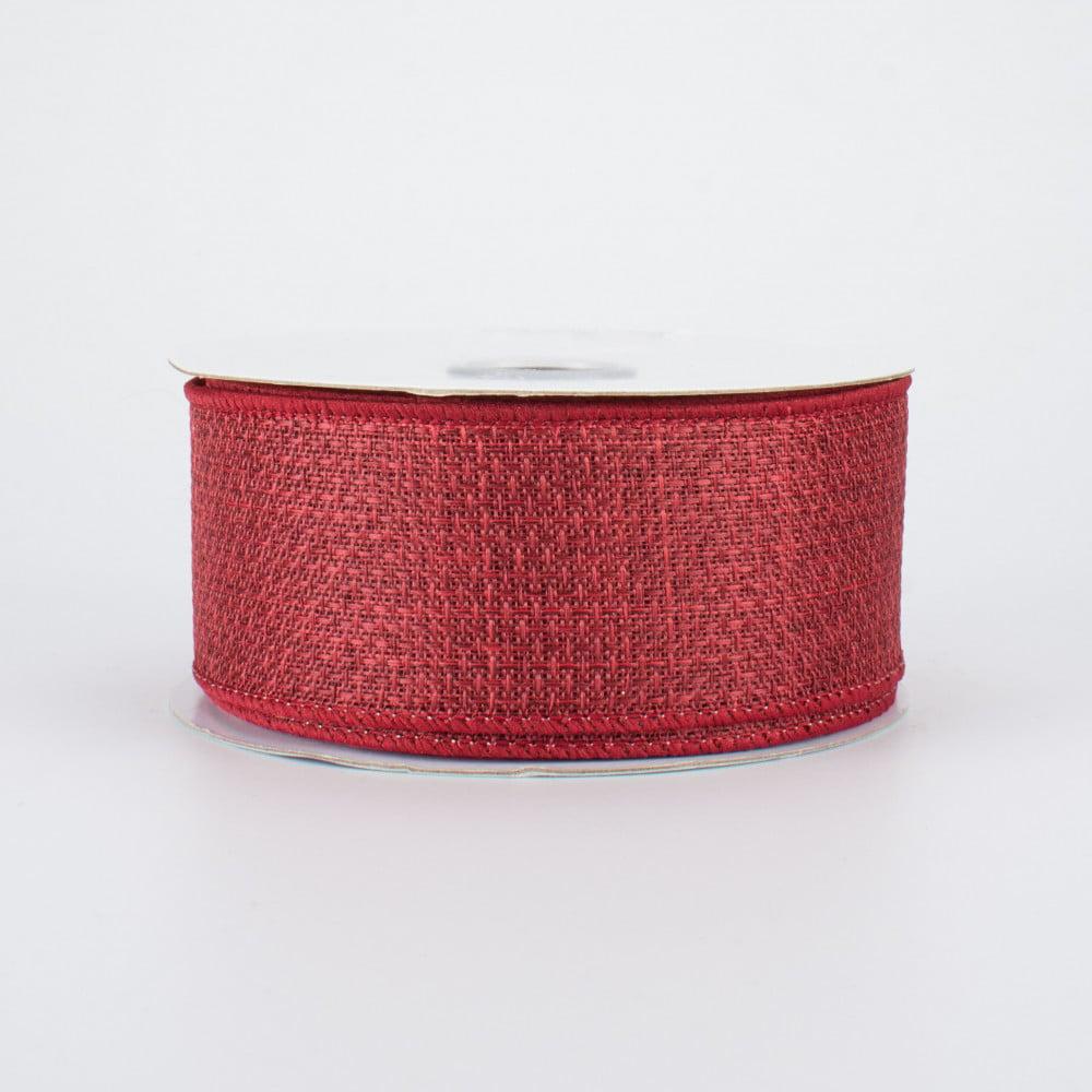 Ribbon | 1.5" Royal Faux Burlap Ribbon: Burgundy (10 Yards) Fabric Ribbon Ribbon