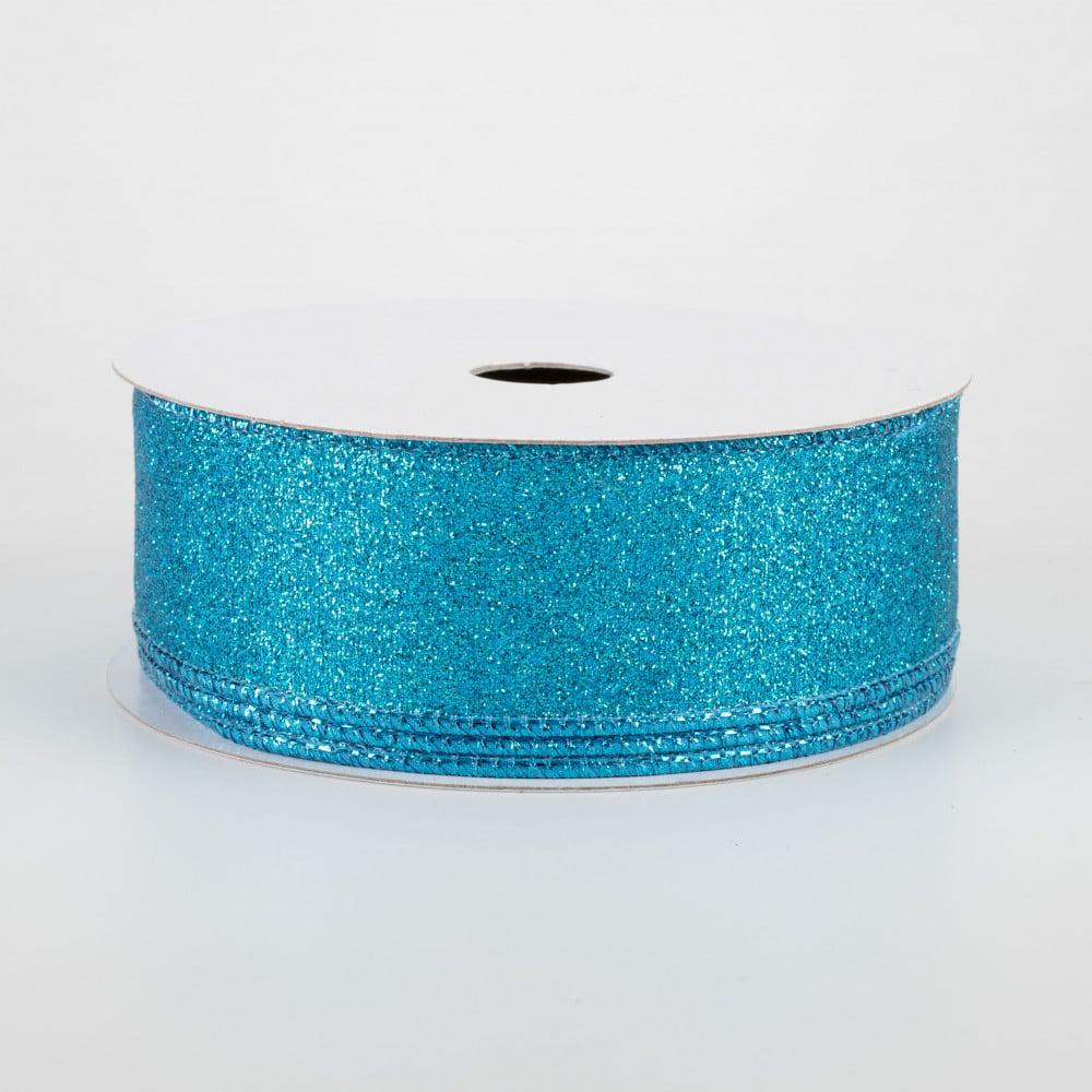 Ribbon | 1.5" Shimmer Glitter Ribbon: Turquoise (10 Yards) Fabric Ribbon Ribbon