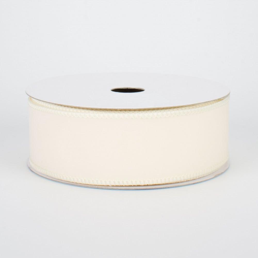 Ribbon | 1.5" Wired Velvet Ribbon: Cream (10 Yards) Fabric Ribbon Ribbon