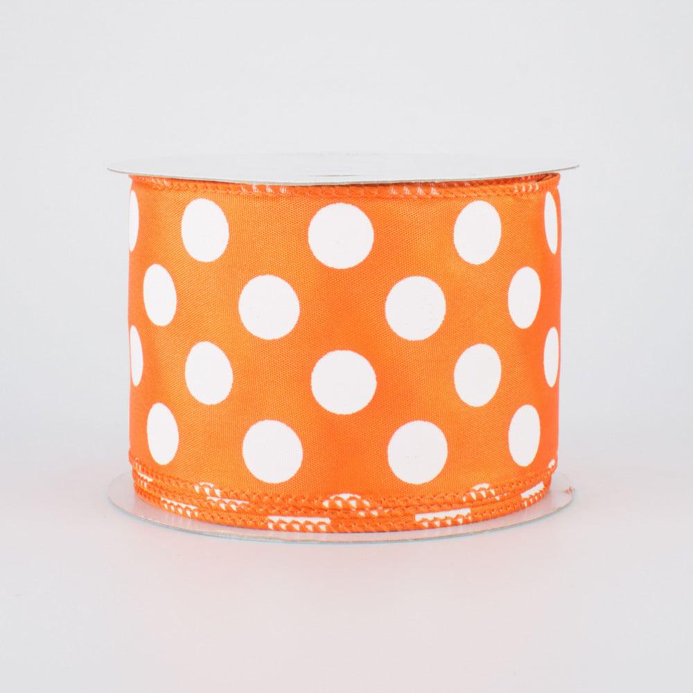 Ribbon | 2.5" Big Polka Dot Ribbon: Orange/White (10 yards) Fabric Ribbon Ribbon