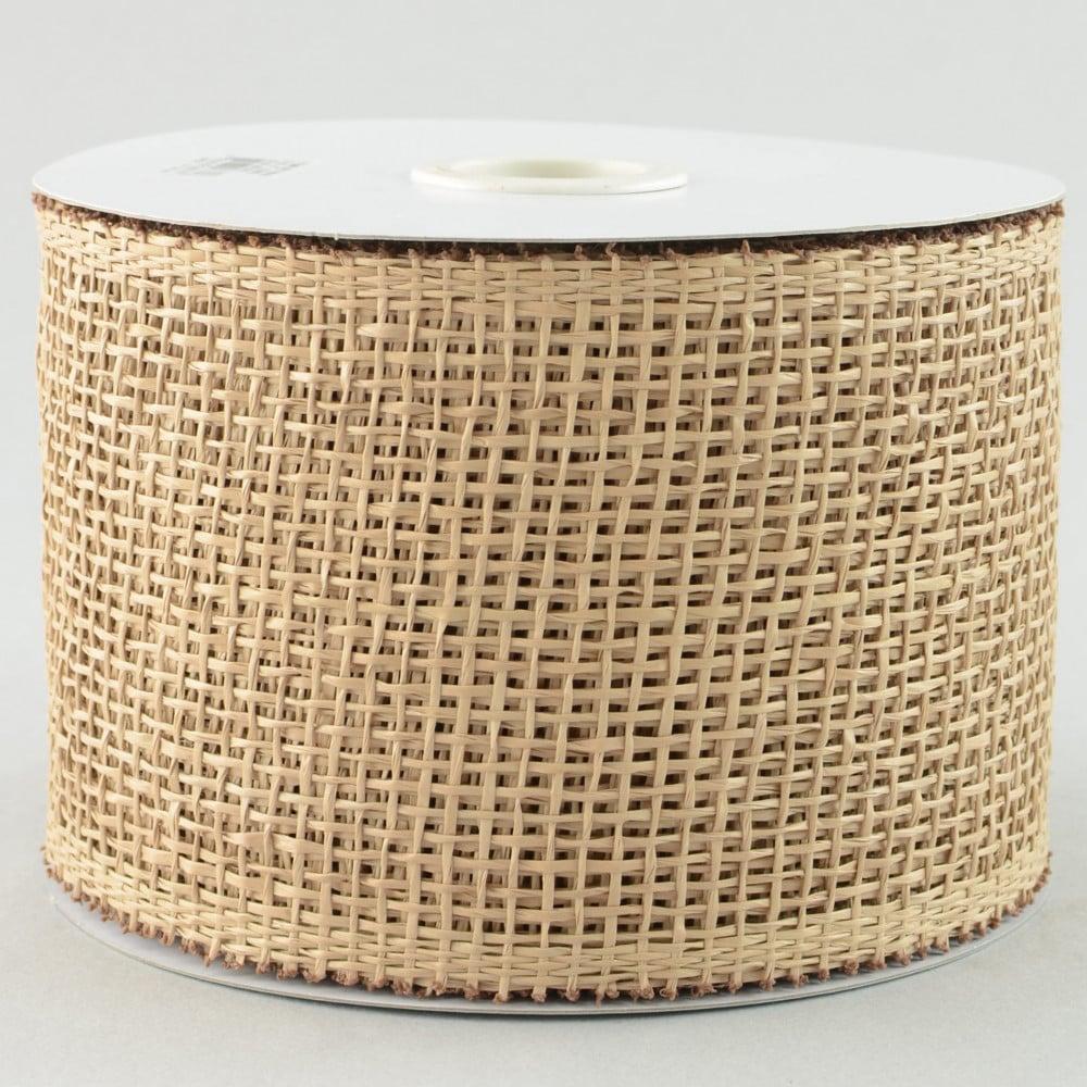 Ribbon | 4" Poly Burlap Mesh Ribbon: Natural Brown (20 Yards) Burlap Products Burlap Products