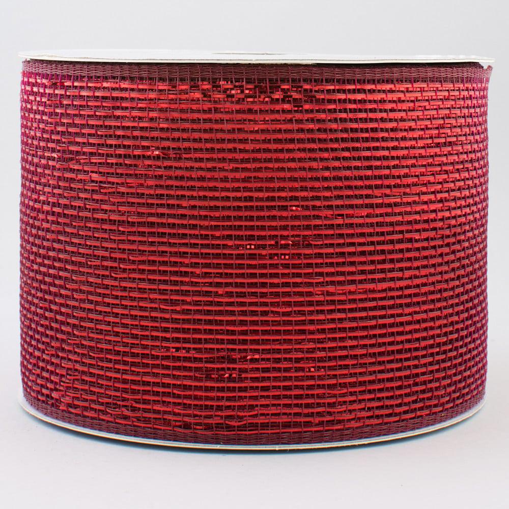 Ribbon | 4" Poly Deco Mesh Ribbon: Metallic Burgundy Deco Mesh Ribbon Ribbon