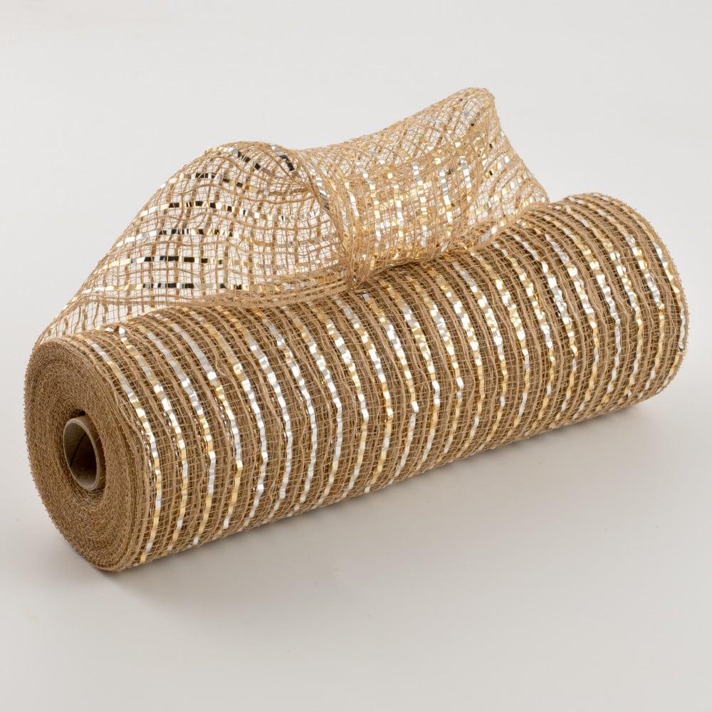 Deco Mesh | 10" Burlap Deco Mesh: Metallic Champagne Burlap & Jute Deco Mesh Deco Mesh