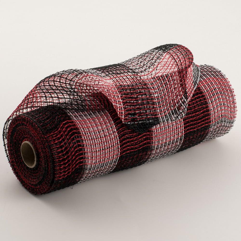 Deco Mesh | 10" Fabric Mesh: Black, Red, White Plaid Deco Mesh Deco Mesh