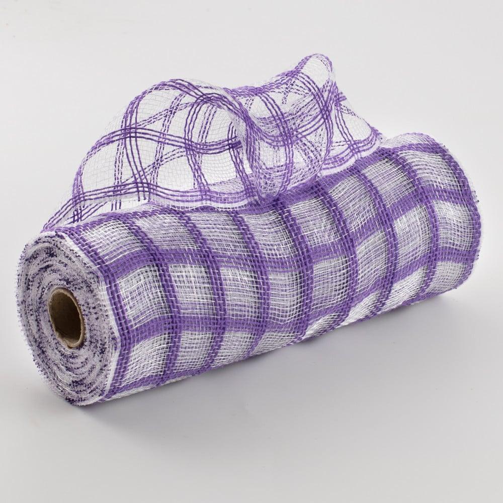 Deco Mesh | 10" Poly Jute Deco Mesh: Purple & Clear Check Burlap & Jute Deco Mesh Deco Mesh