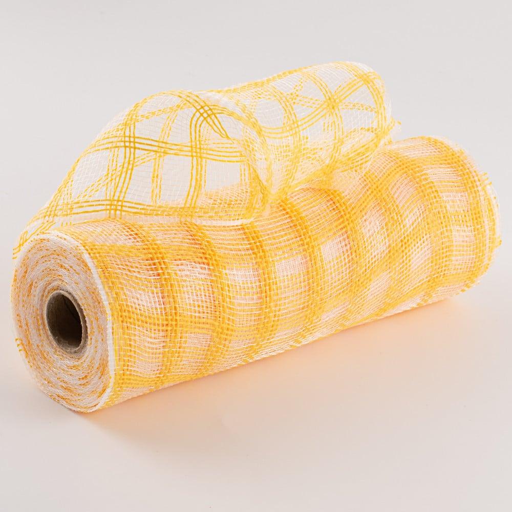 Deco Mesh | 10" Poly Jute Deco Mesh: Yellow & Clear Check Burlap & Jute Deco Mesh Deco Mesh