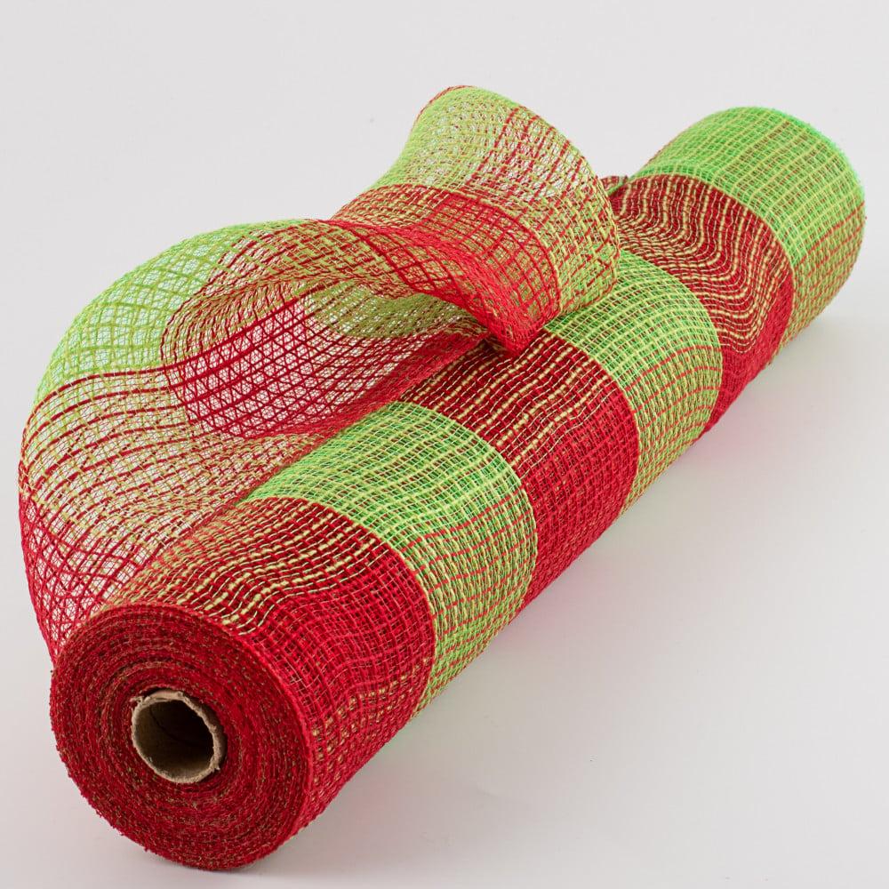 Deco Mesh | 21" Poly Jute Deco Mesh: Red & Lime Wide Check Burlap & Jute Deco Mesh Deco Mesh