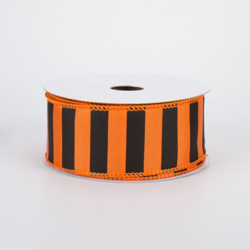 Ribbon | 1.5" Medium Stripe Ribbon: Orange & Black (10 Yards) Fabric Ribbon Ribbon