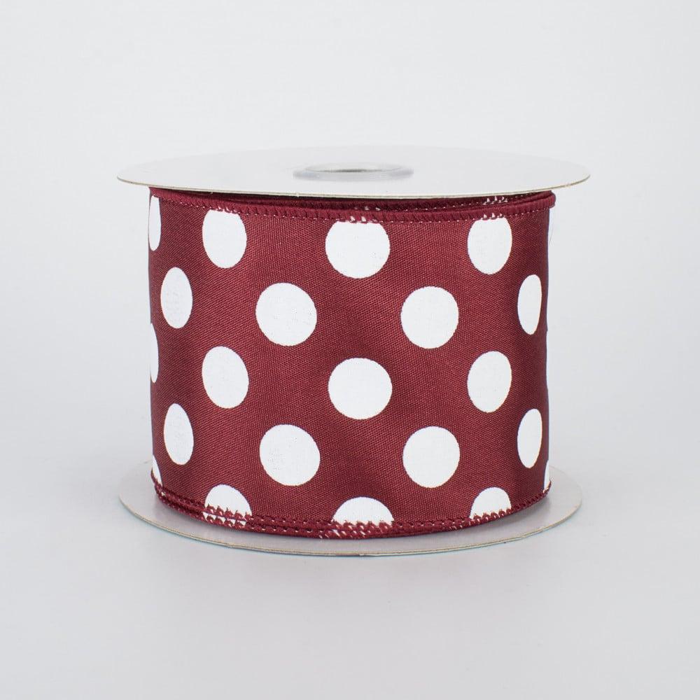 Ribbon | 2.5" Big Polka Dot Ribbon: Maroon/White (10 Yards)